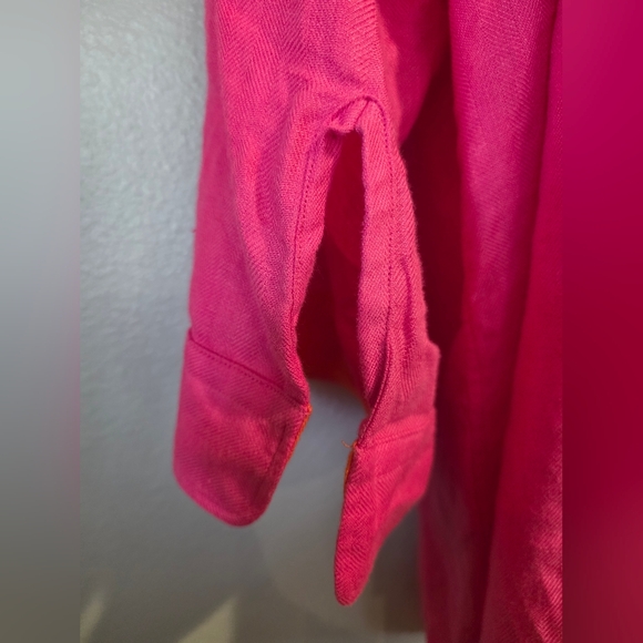 Lauren Ralph Lauren Womens Button Front Tunic Top Neon Pink  100% Linen 3X - Picture 6 of 8